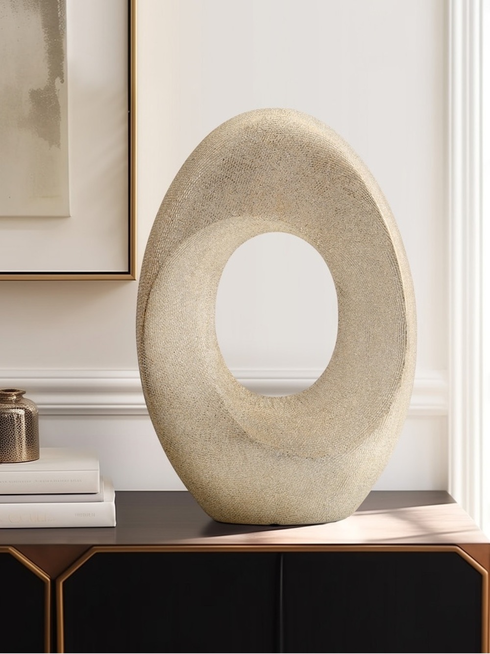 Sagebrook Home 16” Abstract Ceramic Sculpture - Champagne